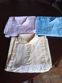 3 camicie notte cotone ricamate a mano vintage 