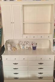 Cassettiera e scrivania bianco laccato