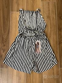 Tuta a righe bianche e nere nuova con cartellino
