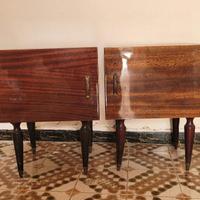 Comodini vintage anni 70 legno ciliegio e marmo ro