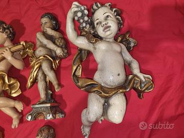 Vecchia scultura in Legno, Putto Con Uva