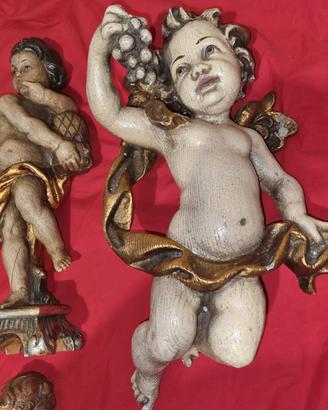Vecchia scultura in Legno, Putto Con Uva