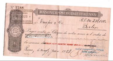 ANTICA CAMBIALE BANCA COMMERCIALE