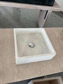 Lavabo da appoggio in marmo Bianco Michelangelo