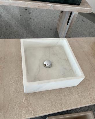 Lavabo da appoggio in marmo Bianco Michelangelo