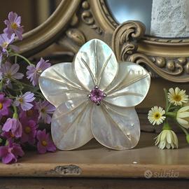 Ciondolo gioiello argento e madreperla vintage 70s