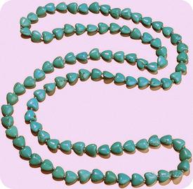 Collana vintage cuori di turchese Lunga 90cm