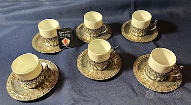 tazzine da caffe in argento 800 e ceramica