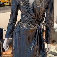 Vestito argento con gonna pantalone