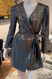 Vestito argento con gonna pantalone