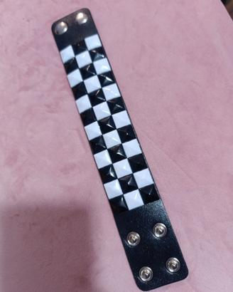Bracciale con borchie bianco/nero, punk/ rock