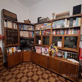 Mobile sala/libreria in legno massello