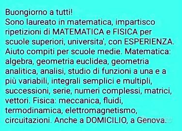Lezion Ripetizion Matematica Fisica a Genova