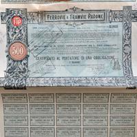 certificato azionario FERROVIE E TRAMVIE PADANE - 