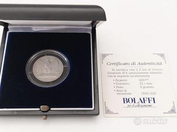 5 Lire Aquilotto  Regno d'Italia 1927 Bolaffi