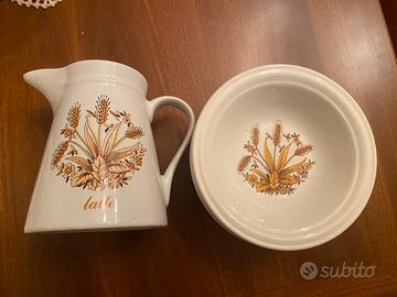 Set caraffa per latte e 4 ciotoline nuove