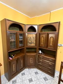 Parete Attrezzata Angolare Vintage in Legno