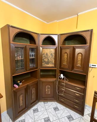 Parete Attrezzata Angolare Vintage in Legno