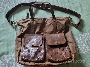 shopping Toledo Campomaggi in canvas e vacchetta
