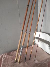 DUE canne da pesca,vintage in bambù.