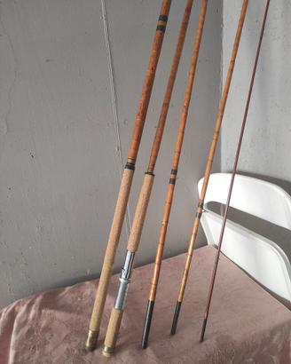 DUE canne da pesca,vintage in bambù.
