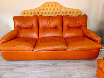 divano in pelle 3 posti di design vintage firmato