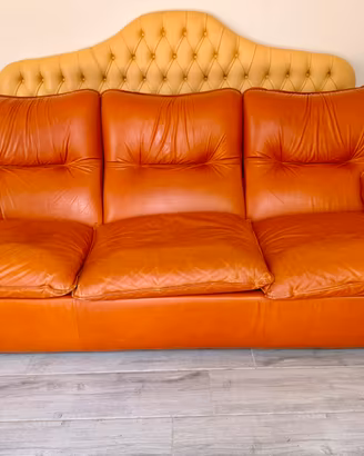 divano in pelle 3 posti di design vintage firmato