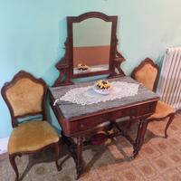 Mobile vintage con specchio reclinabile + 2 sedie