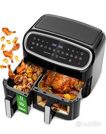 friggitrice ad aria doppio cestello 10L. nuova