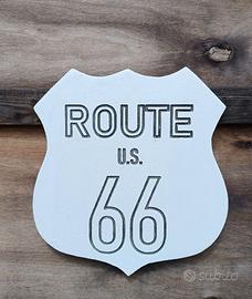 Route 66 insegna in legno effetto cemento