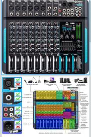 Mixer professionale Debra DP-10, 10 canali, 99 eff