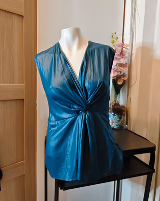 Top ottanio raso nuovo con cartellino taglia XS