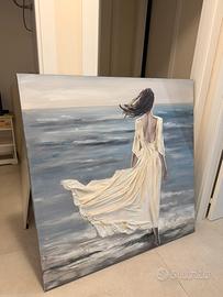 Quadro moderno Donna al mare - 120x120
