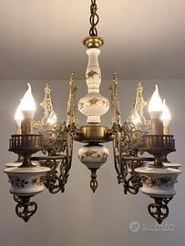 Lampadario vintage a 5 luci vintage in ottone