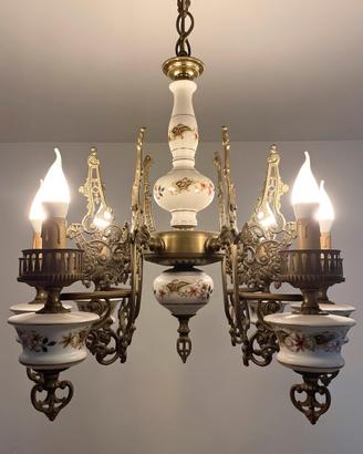 Lampadario vintage a 5 luci vintage in ottone