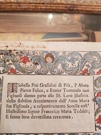 INVITO A NOZZE DATATO 1733 SU PERGAMENA