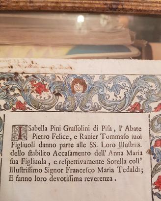 INVITO A NOZZE DATATO 1733 SU PERGAMENA