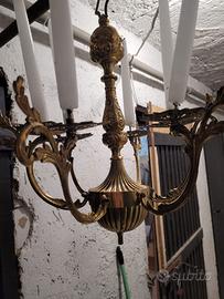 Lampadario ottone lavorato con candele