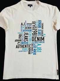 T-Shirt Armani Jeans Taglia S Bianca/Blue/Nero