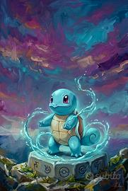 Quadro Squirtle Pokémon - Stampa Tela Fan Art