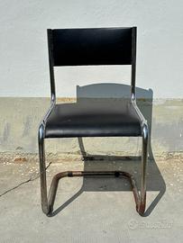 Set 6 sedie cantilever vintage in pelle nera