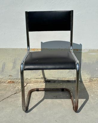 Set 6 sedie cantilever vintage in pelle nera