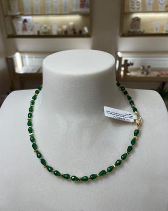 Girocollo Occhio di Gatto Verde e Ematite Dorata -