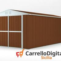 Box garage auto in Acciaio 327x611 legno scuro