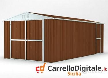 Box garage auto in Acciaio 327x611 legno scuro