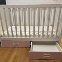 Lettino ikea con cassetti colore rosa
