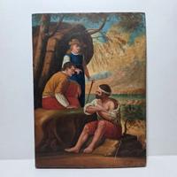 Dipinto Olio su Tavola Scena di Genere XIX Sec.