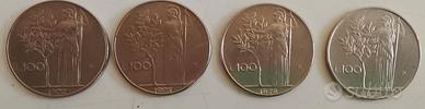 4 monete da 100 lire anno 1972-1979-1972-1975