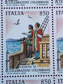 Foglio cinquanta francobolli Italia 1992 