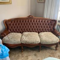 Divano Poltrona Barocco Legno Pelle